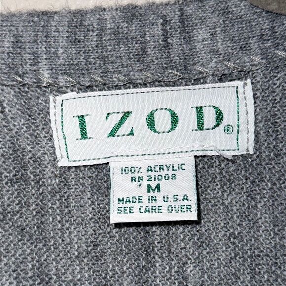 Izod Gray Cardigan V-Neck Sweater - Picture 2 of 8